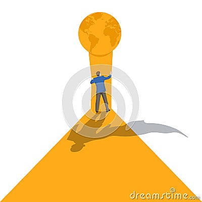 Vector creative illustration of businessman, earth hour, save energy and planet, design concept - Vector Cartoon Illustration