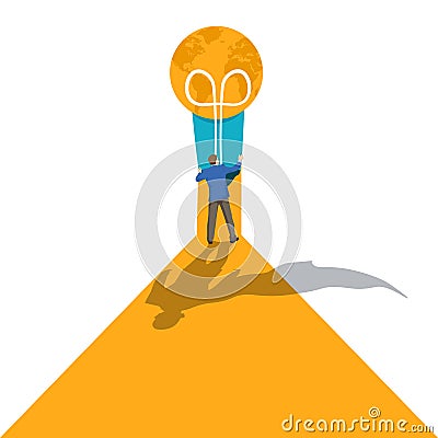 Vector creative illustration of businessman, earth hour, save energy and planet, design concept - Vector Cartoon Illustration