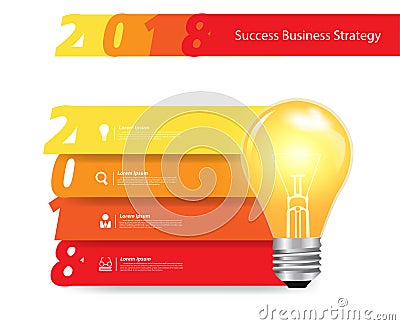 Vector creative light bulb idea with 2018 new year banner Vector Illustration