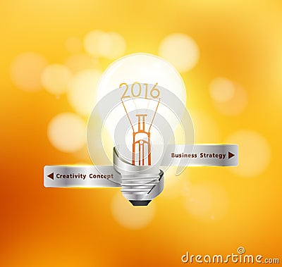 Vector creative light bulb idea 2016 new year Vector Illustration