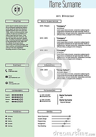 Vector creative resume template. Minimalist style Vector Illustration