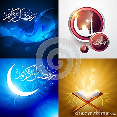 Vector creative set of ramadan festival background illustration Vector Illustration