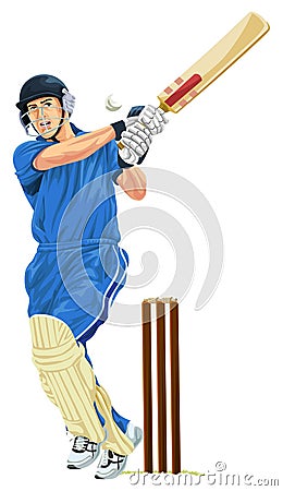 Vector of cricket batsmen playing shot Vector Illustration