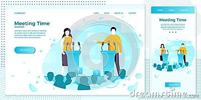 Vector online web political meeting tribune set Vector Illustration