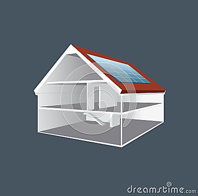 Vector cross-section house drawing Vector Illustration