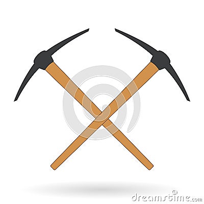 Vector crossed mine picks over white Vector Illustration