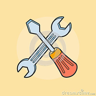 Vector crossed screwdriver and wrench Vector Illustration