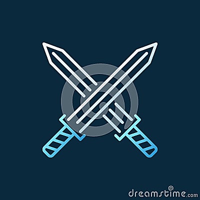 Vector Crossed Swords colored outline icon Vector Illustration