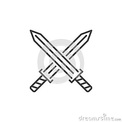 Vector Crossed Swords concept icon in linear style Vector Illustration