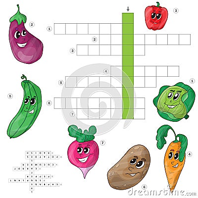 Vector crossword game for children about vegetables Vector Illustration