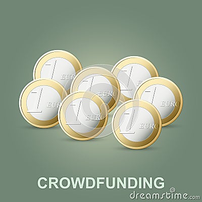 Vector crowdfunding concept. New business model. Crowd donation. Vector Illustration