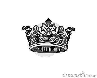 Vector crown. Engraving queen crown. Stock Photo