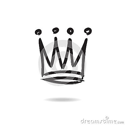 Vector crown icon hand drawn style Vector Illustration