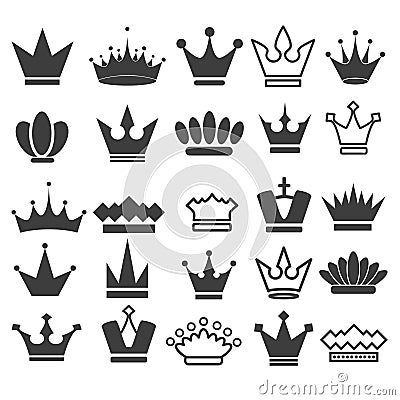 25 Vector crown icons set, stock vector illustration Vector Illustration