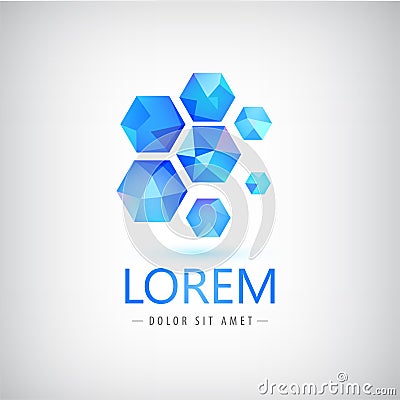 Vector crystal blue diamonds logo Vector Illustration