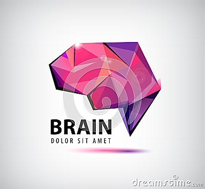 Vector crystal brain logo, icon, illustration Vector Illustration