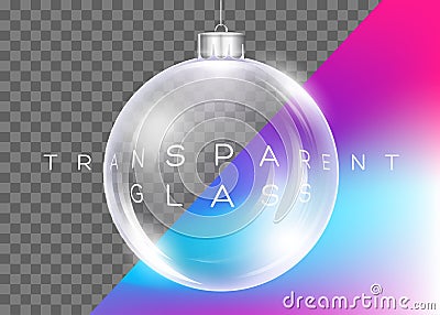 Vector Crystal Clear Christmas Ball. Realistic Glossy Ball. Vector Illustration