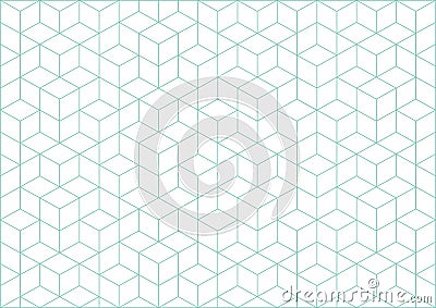 Vector cubes geometric background. Turqouise lines and white backdrop Stock Photo