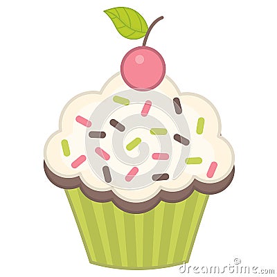 Vector Cupcake with Cherry. Cupcake vector illustration Vector Illustration