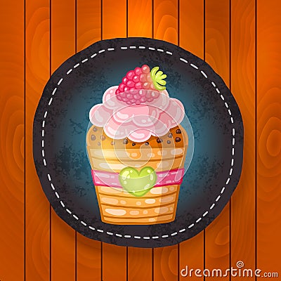 Vector cupcake with chocolate, raspberry Vector Illustration