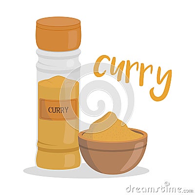 Vector curry illustration isolated in cartoon style. Spanish name Vector Illustration