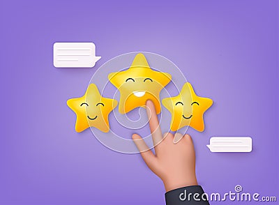 Vector customer review concepts. Reviews stars with good and bad rate and text. 3D Web Vector Illustrations Vector Illustration