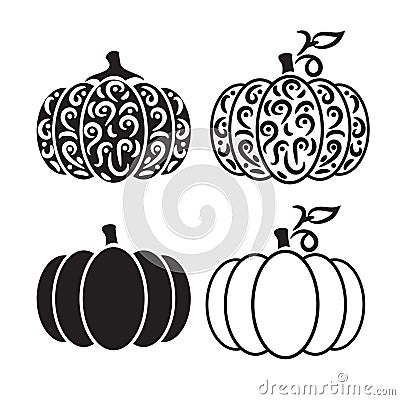 Vector cut out pumpkin decorative set. Vector Illustration