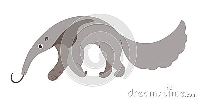 Vector cute anteater. Stock illustration of anteater in cartoon style Vector Illustration