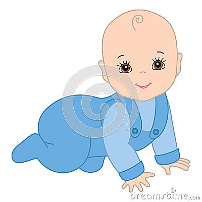 Vector Cute Baby Boy Crawling Vector Illustration
