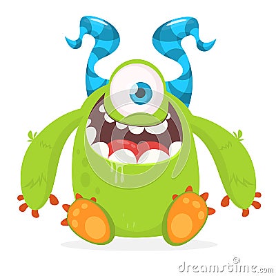 Vector cute caroon alien with one eye Vector Illustration