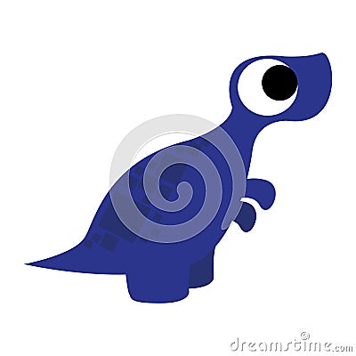 A Vector Cute Cartoon Blue Dinosaur Isolated Vector Illustration