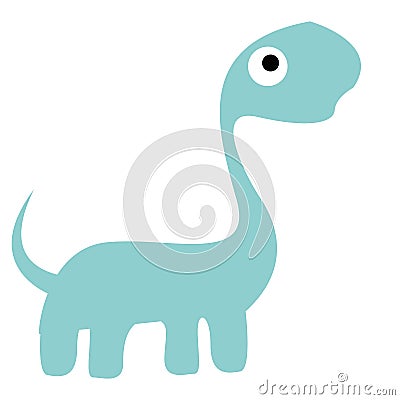 A Vector Cute Cartoon Blue Dinosaur Isolated Vector Illustration