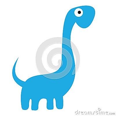 A Vector Cute Cartoon Blue Dinosaur Isolated Vector Illustration