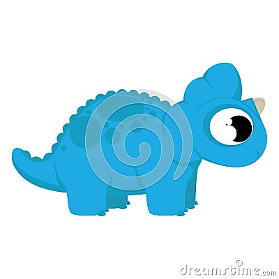 A Vector Cute Cartoon Blue Dinosaur Isolated Vector Illustration