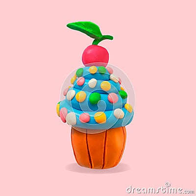 Vector cute cartoon cupcake illustration Vector Illustration