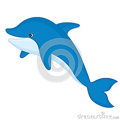 Vector Cute Cartoon Dolphin. Dolphin Vector Illustration Vector Illustration