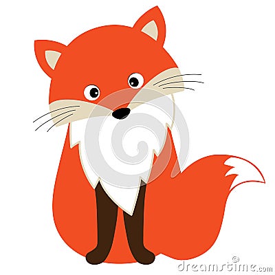 Vector Cute Cartoon Fox. Fox Vector Illustration. Vector Illustration