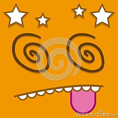 A Vector Cute Cartoon Orange Dizzy Face Stock Photo