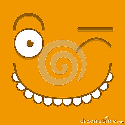 A Vector Cute Cartoon Orange Winking Face Stock Photo
