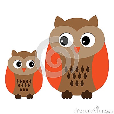 Vector Cute Cartoon Owls. Owls clipart. Baby Owl Vector Illustration. Vector Illustration