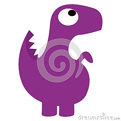 A Vector Cute Cartoon Purple Dinosaur Isolated Vector Illustration