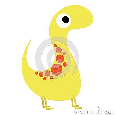 A Vector Cute Cartoon Yellow Dinosaur Isolated Vector Illustration