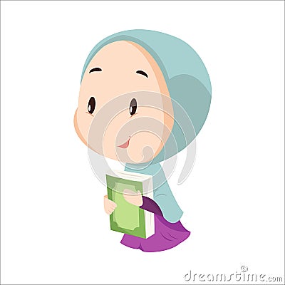 Vector - cute girl muslim Vector Illustration