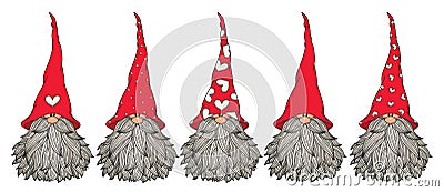 Vector cute gnomes cartoons. Vector Illustration