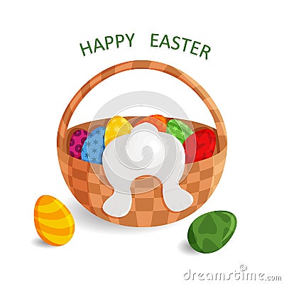 Vector Cute Greeting Card of Happy Easter Vector Illustration