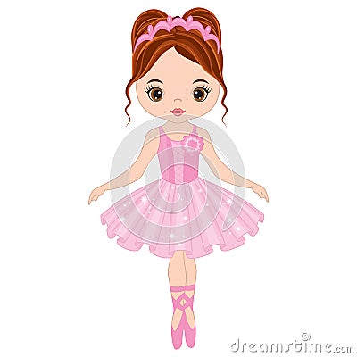 Vector Cute Little Ballerina Dancing Vector Illustration