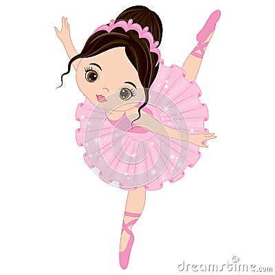 Vector Cute Little Ballerina Dancing Vector Illustration
