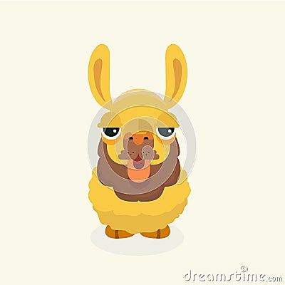 Vector cute llama or alpaca illustration. Vector Illustration