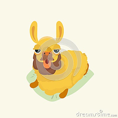 Vector cute llama or alpaca illustration. Vector Illustration
