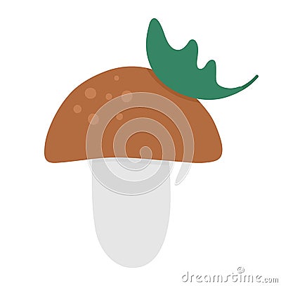 Vector cute mushroom. Autumn flat style plant. Vector Illustration